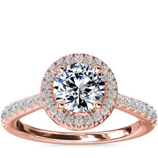 Diamond Bridge Halo Diamond Engagement Ring in 14k Rose Gold (1/3 ct. tw.)
